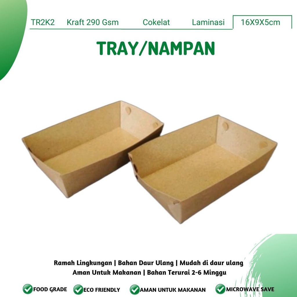 Tray Food Paper Tray Kertas Makan Food Tray  (TR2K2-16X9X5 Cm)