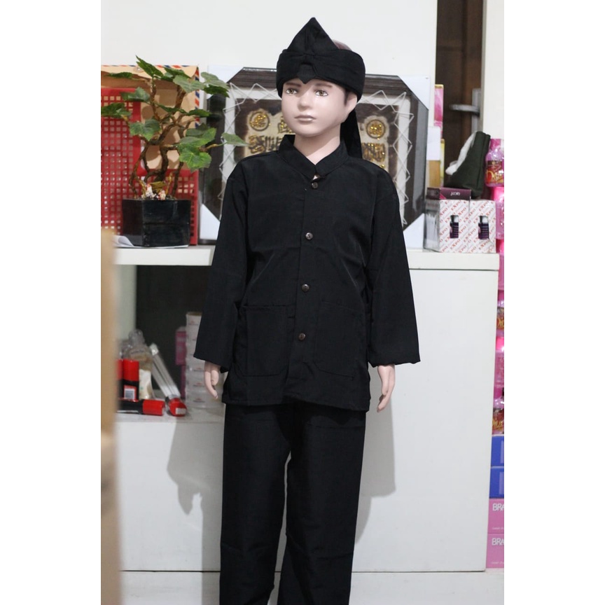 stelan baju celana pangsi silat anak anak batik dan polos tradisional sunda jawa betawi uk 7-10 tahun