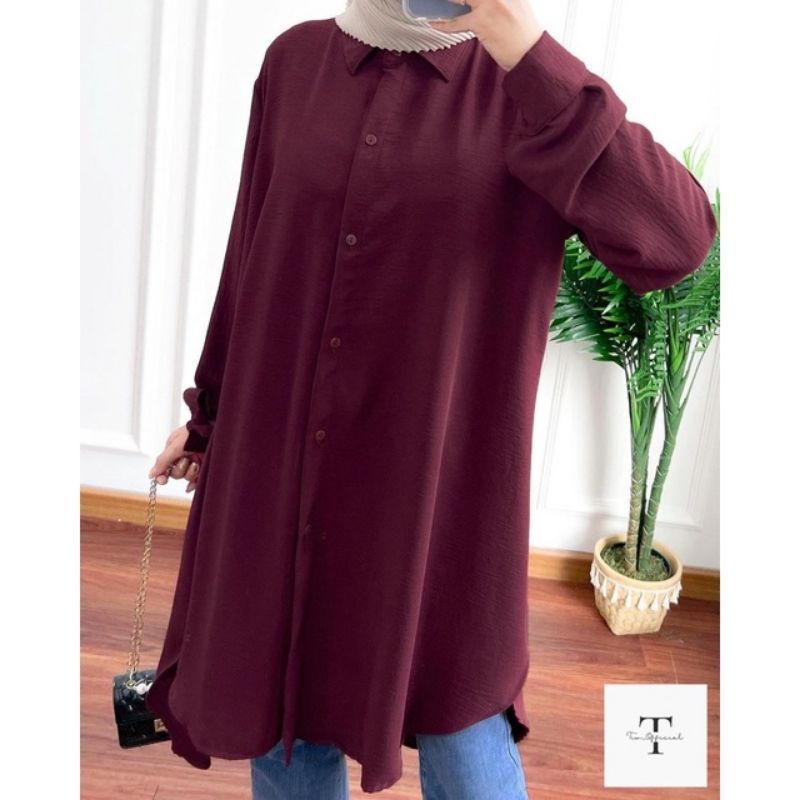 AMANDA TUNIK CRINKLE / TUNIK WANITA JUMBO / TUNIK POLOS WANITA MUSLIMAH TERBARU