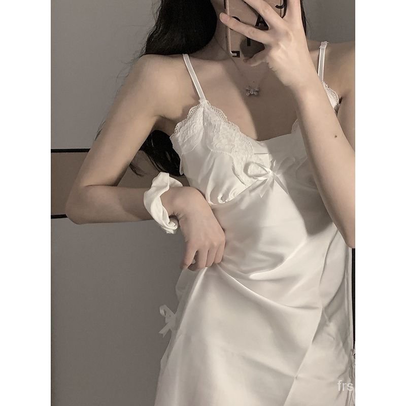 Renda baju tidur wanita musim panas bagian tipis Netflix kecantikan kembali halter bagian pendek bus