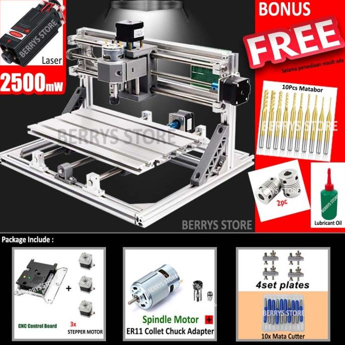 [2 in 1] MESIN CNC LASER 2500MW + ROUTER CUTTING GRAFIR KAYU AKRILIK selalu promo