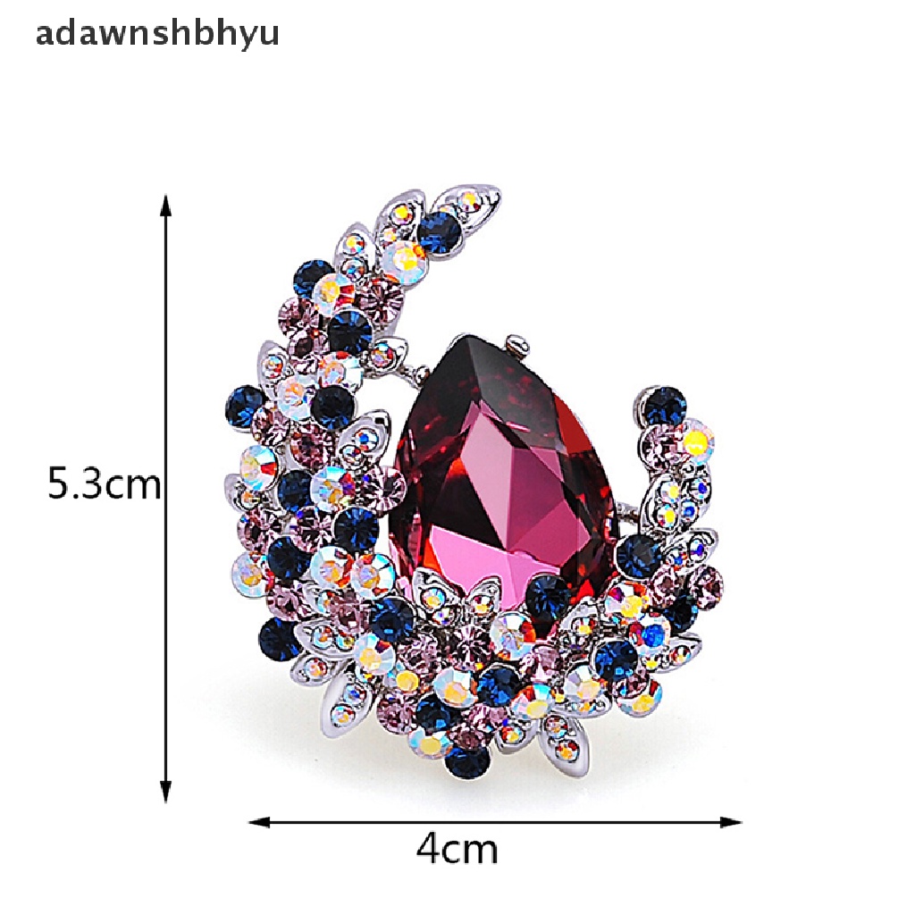 Adawnshbhyu Tetesan Air Hujan Kristal Bulan Brooche Fashion Elegant Alloy Brooch ID