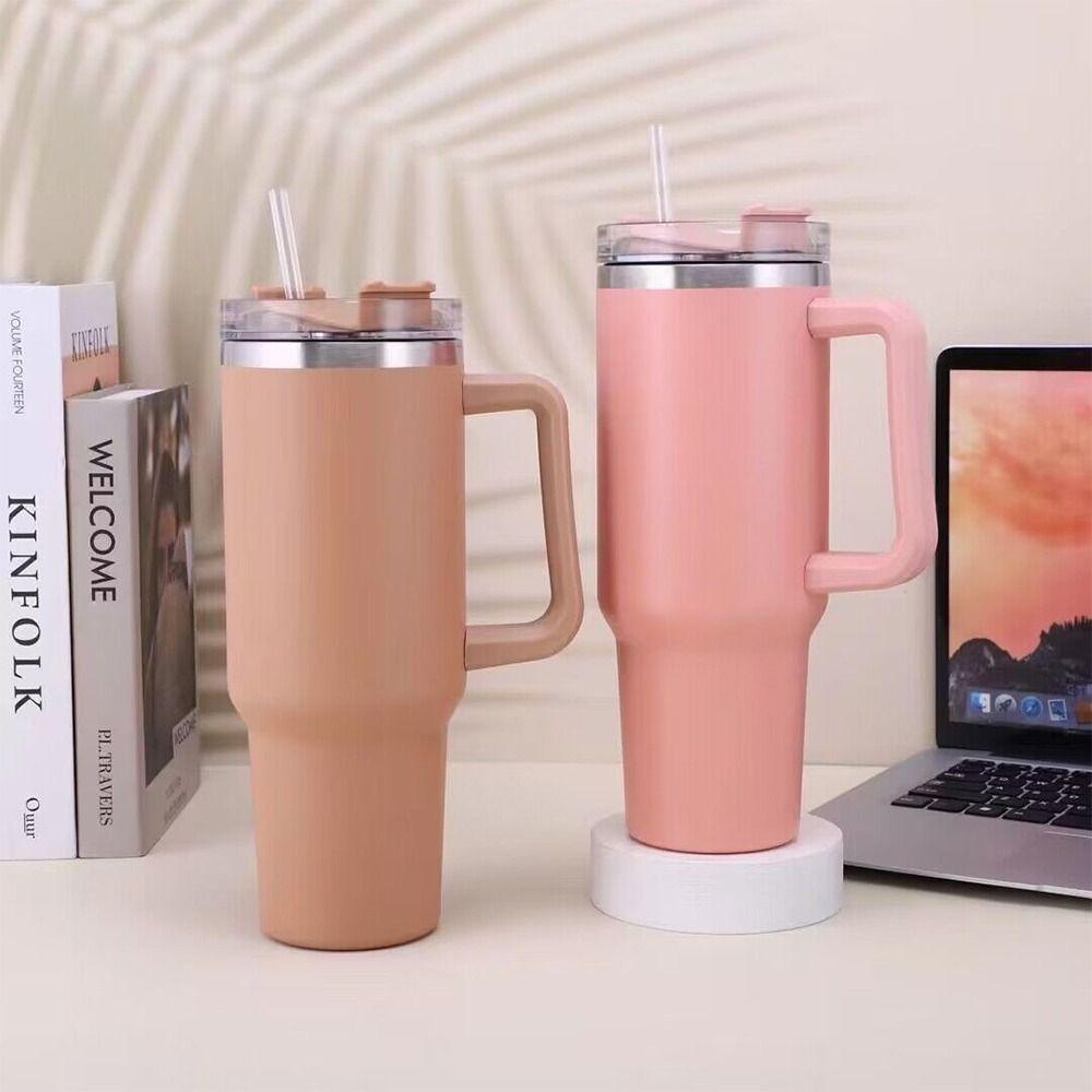 Top Mug Tumbler Tahan Lama Dengan Pegangan Botol Air Termos Stainless Steel