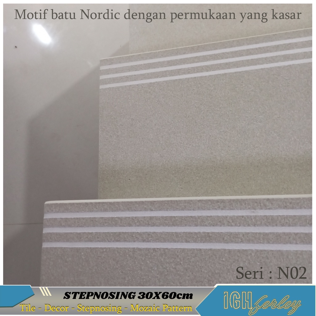 Stepnosing Granit 30x60 Cream Coklat Matt Tekstur Lantai Tangga Custom Pingul Original Granite Tile