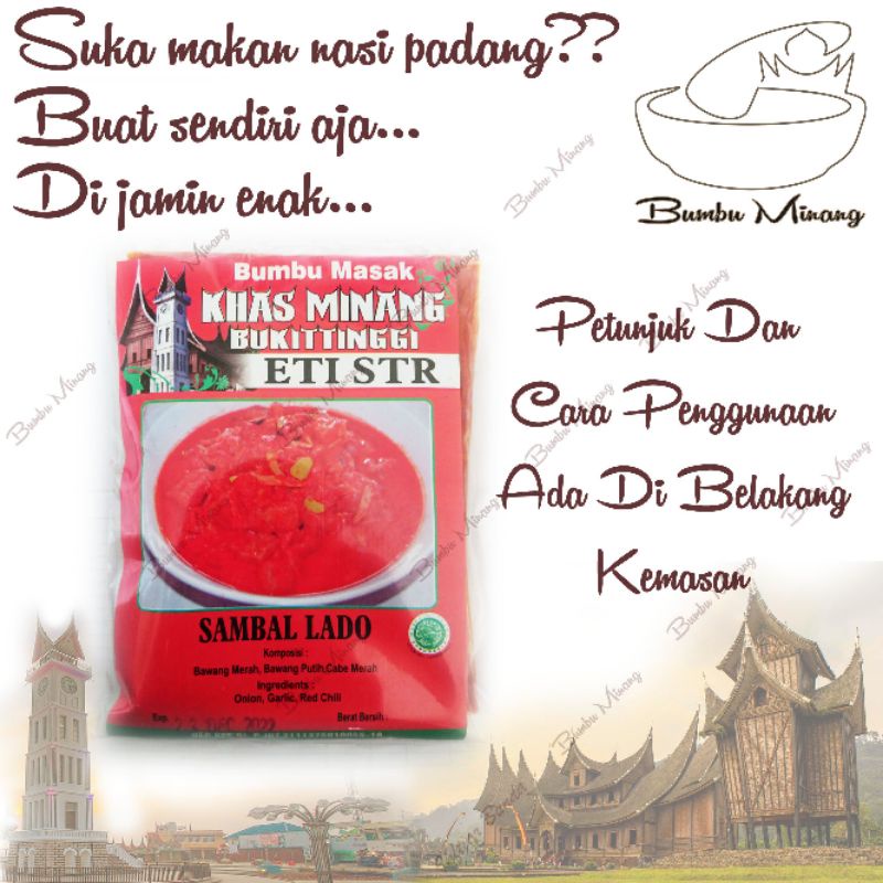 

bumbu minang sambal lado Eti STR khas rumah makan padang sumatra barat sumbar bukittinggi