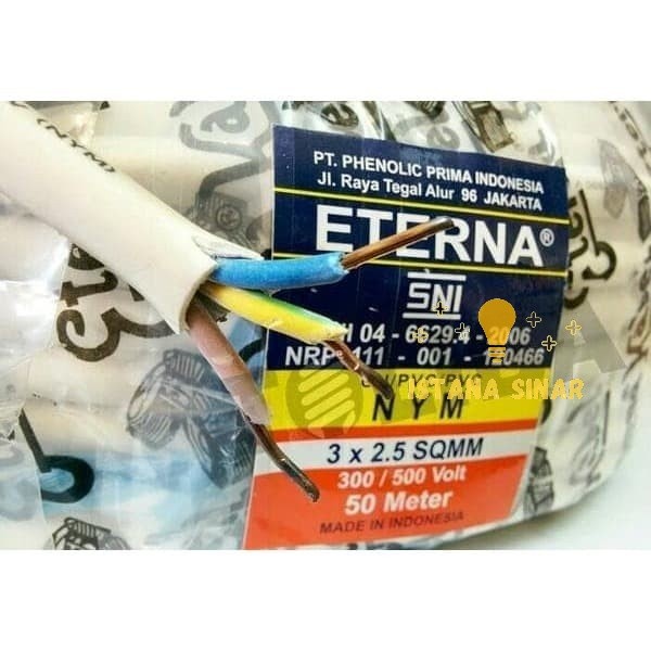 Kabel listrik Eterna NYM 3 x 2.5 / Kabel tembaga / Kabel kawat 1 Roll