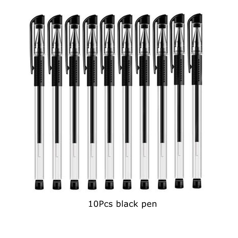 10pcs Bolpoin+Refill Set Hitam Biru Merah Tinta Peluru 0.5mm Gel Pulpen Sekolah&amp;amp;Perlengkapan Kantor Alat Tulis Dengan Free