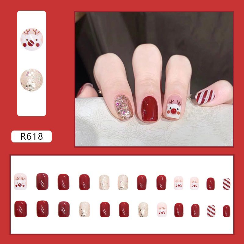 Fake Nails Art / Kuku Palsu 24 pcs (R601-R700) FREE LEM CAIR 2gr