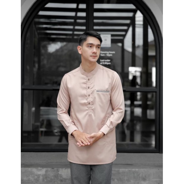 Baju Koko Kurta Dewasa Lengan Panjang Pria Motif Songket Bahan Katun
