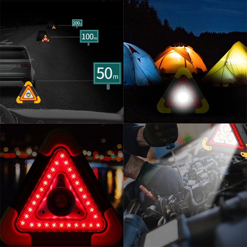 COB Car Lampu Emergency LED Tripod Warning Light Portable Light for Emergency Car Parking Camping Lighting Lamp