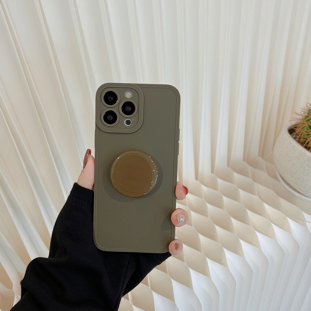 Korea Casing Simple Bahan Silikon Case Dengan Holder Untuk Iphone 14pro MAX Casing Cover Pelindung