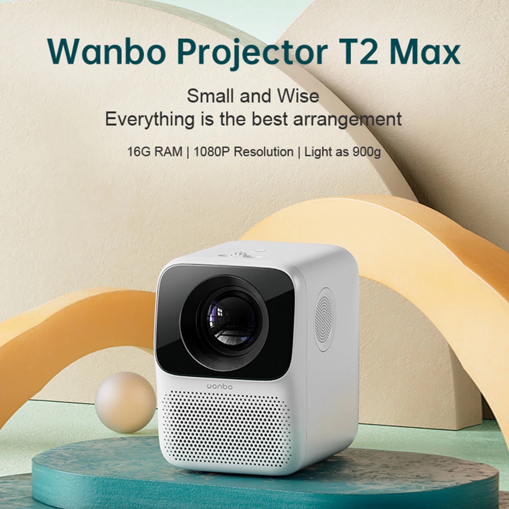 Wanbo Projector T2 MAX LCD Proyektor Versi Global LED Vertikal Keystone Koreksi Dukungan Mini Portable Home Theater Proyektor Xiomi