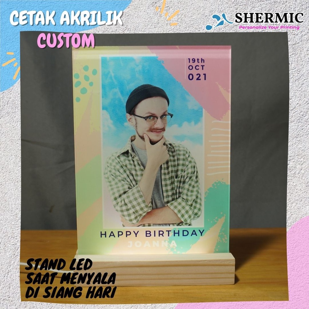 CETAK CUSTOM PRINT UV FRAME FOTO HIASAN DEKORASI ART AKRILIK ACRYLIC A5 ( Uk.15x21 Cm) Cetak LED Akrilik Kado Valentine Custom / Print Lampu Tidur Aesthetic Kaca Transparant / Hadiah Lampu Kamar Acrylic
