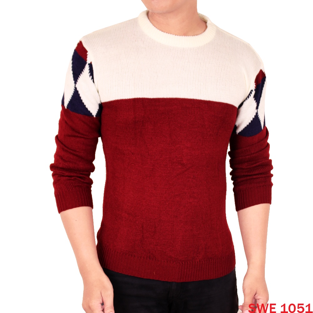 Sweater Rajut Pria Lengan Double Stripe SWE 1060