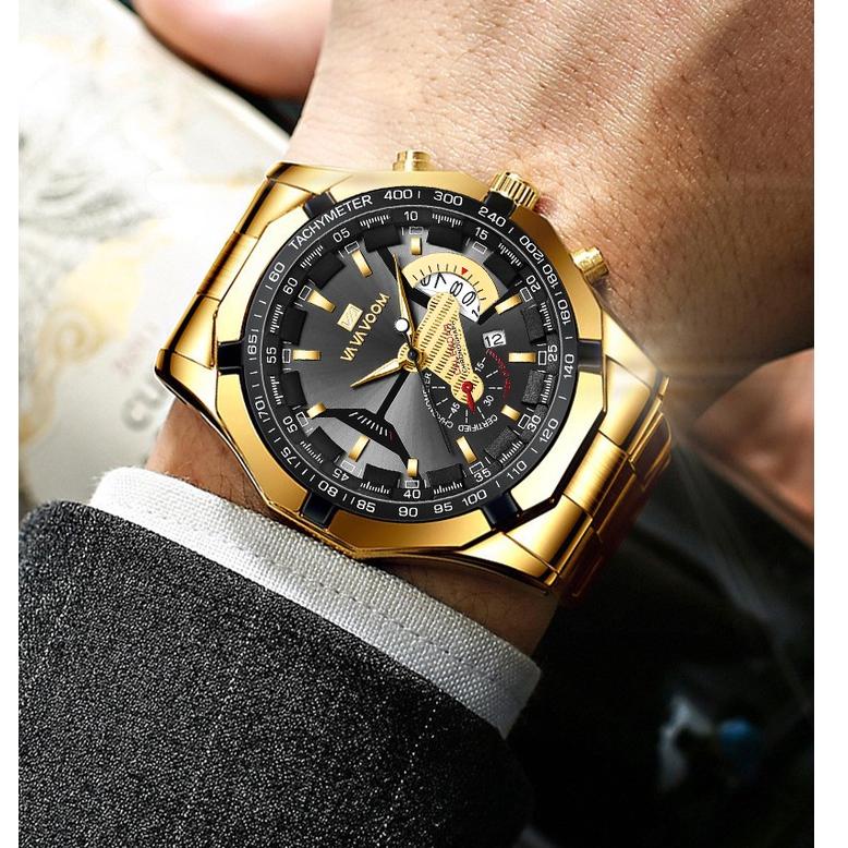 [C-V9V-♫♪] VaVa Voom 238 Jam Tangan Pria Luxury Stainless Steel Quartz Original Tahan Air Watch + Ko