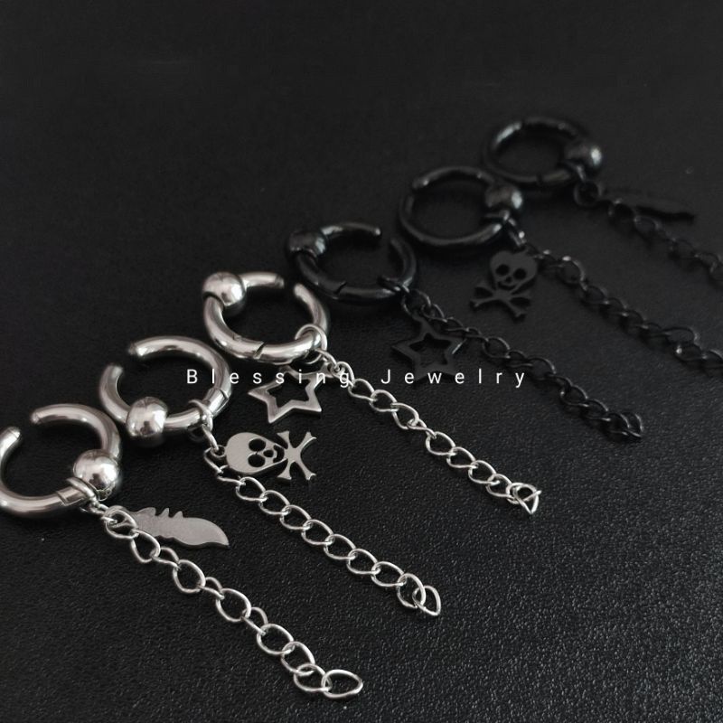 Satu Buah Anting Fashion Trendi Korea Metal Terbaru Titanium