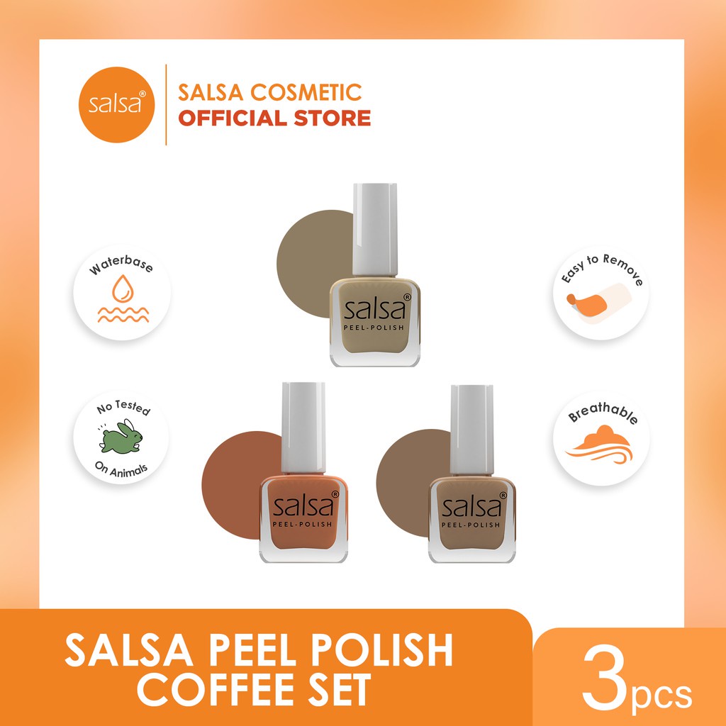 SALSA PEEL OFF NAIL POLISH SET Kutek HALAL Peel Off Lupas Breathable Hijab Friendly isi 3