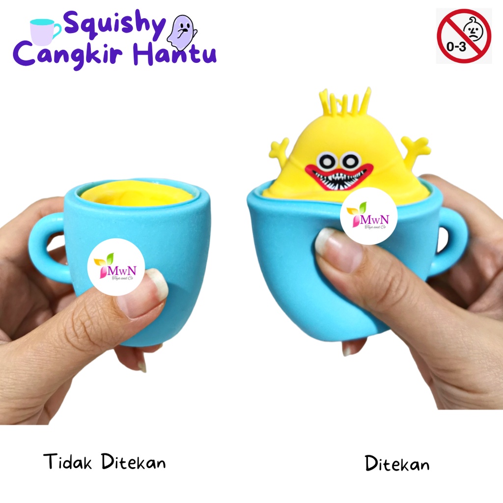 MWN Mainan Squishy bentuk Cangkir ada Hantu / Squishy cup Anti stress