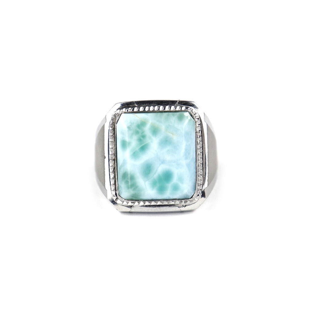 Cincin Batu Permata Natural Blue Larimar Ring Monel Termurah