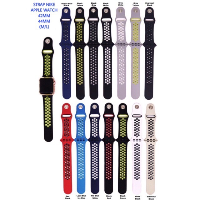 STRAP APPLE WATCH NIK* 42MM/44MM/45MM TALI S/M/L SERIES 1/2/3/4/5/6/SE/7 NIK STRAP SPORT BAND TALI IWATCH