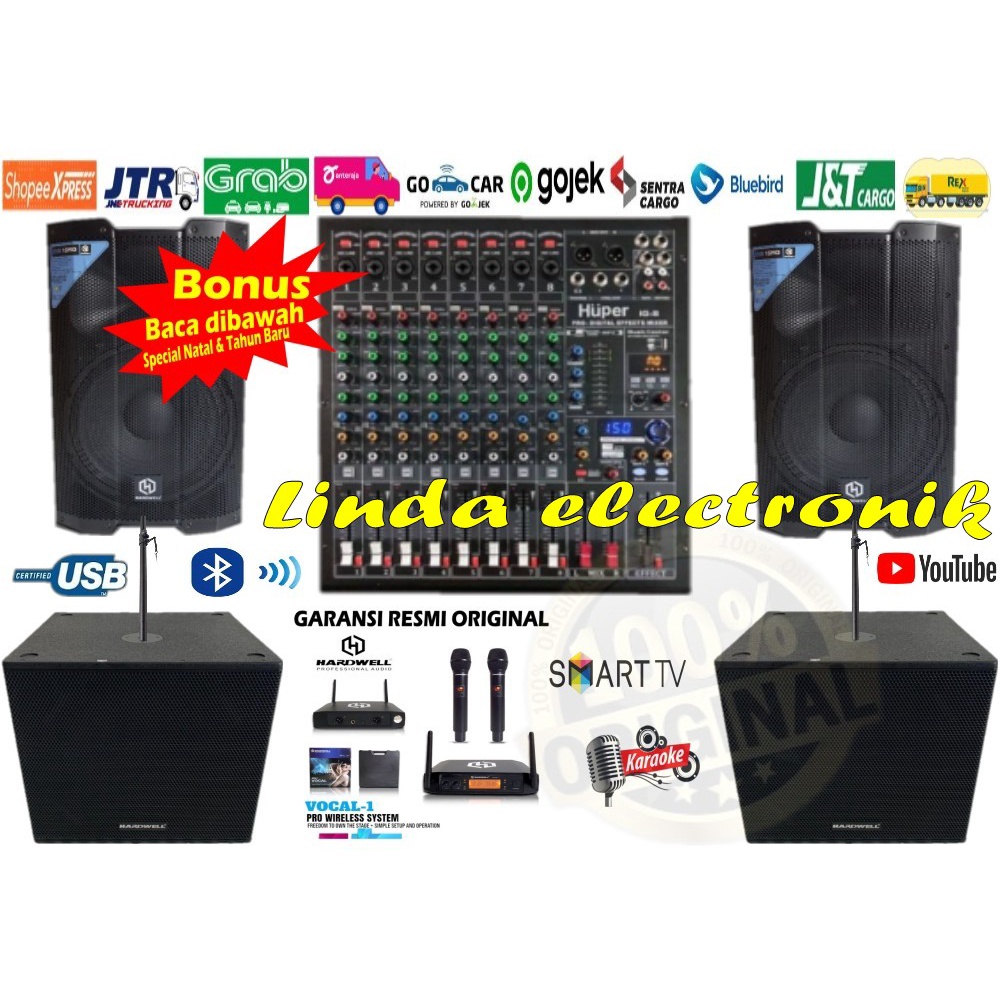 paket hardwell dsr 15 pro 2bh subwoofer elex 118a huper ig8 original