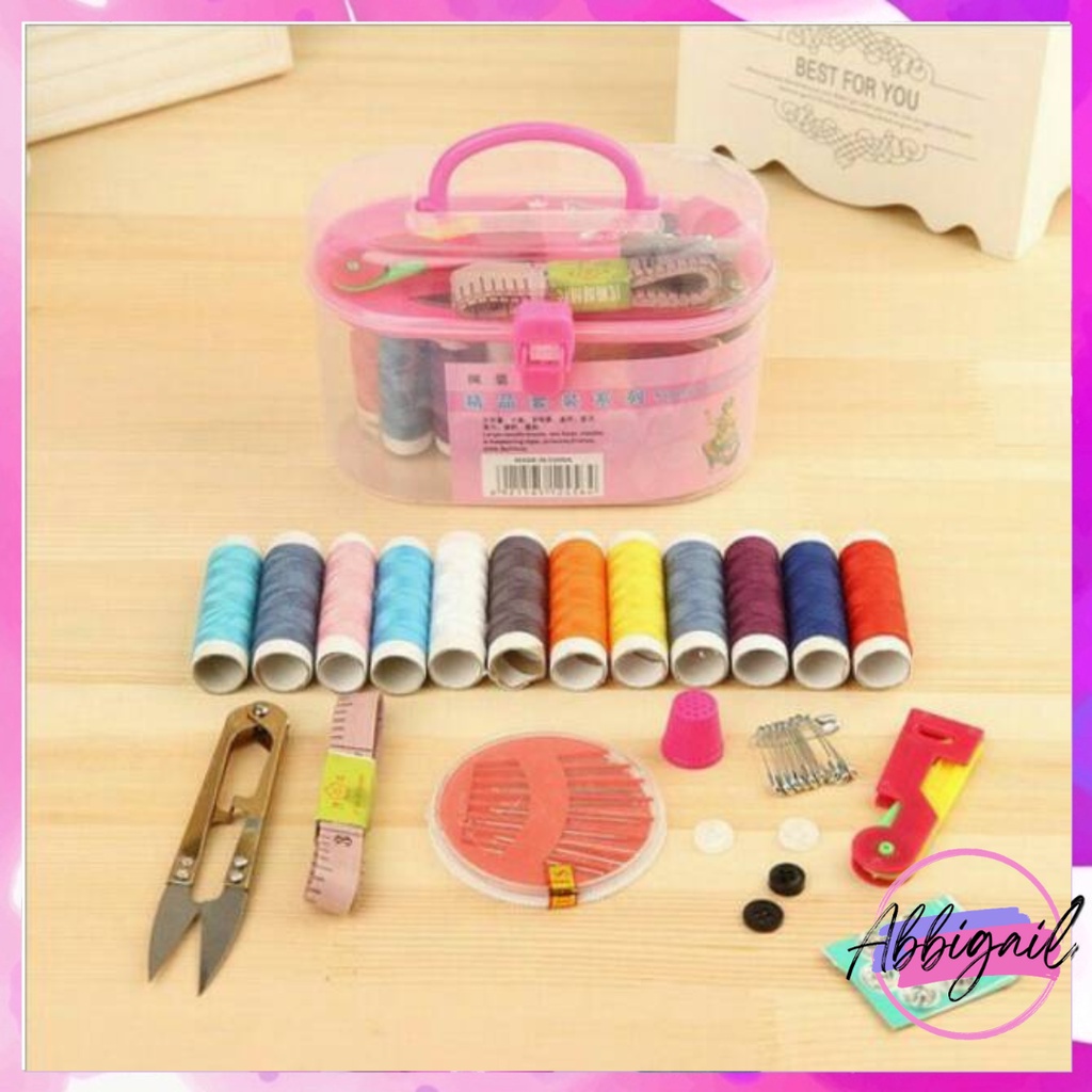 𝘈𝘉𝘎✰ PERALATAN JAHIT SEWING KIT / SET ALAT JAHIT JARUM DAN BENANG / PERLENGKAPAN MENJAHIT DENGAN 8 PCS BENANG 1246