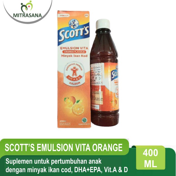 Scott's Emulsion Vita Orange - 400 ml - Mendukung Pertumbuhan Otak Dan Fisik Anak