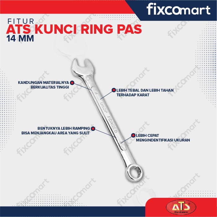 Kunci Ring Pas ATS 8 10 12 14 17 19 MM