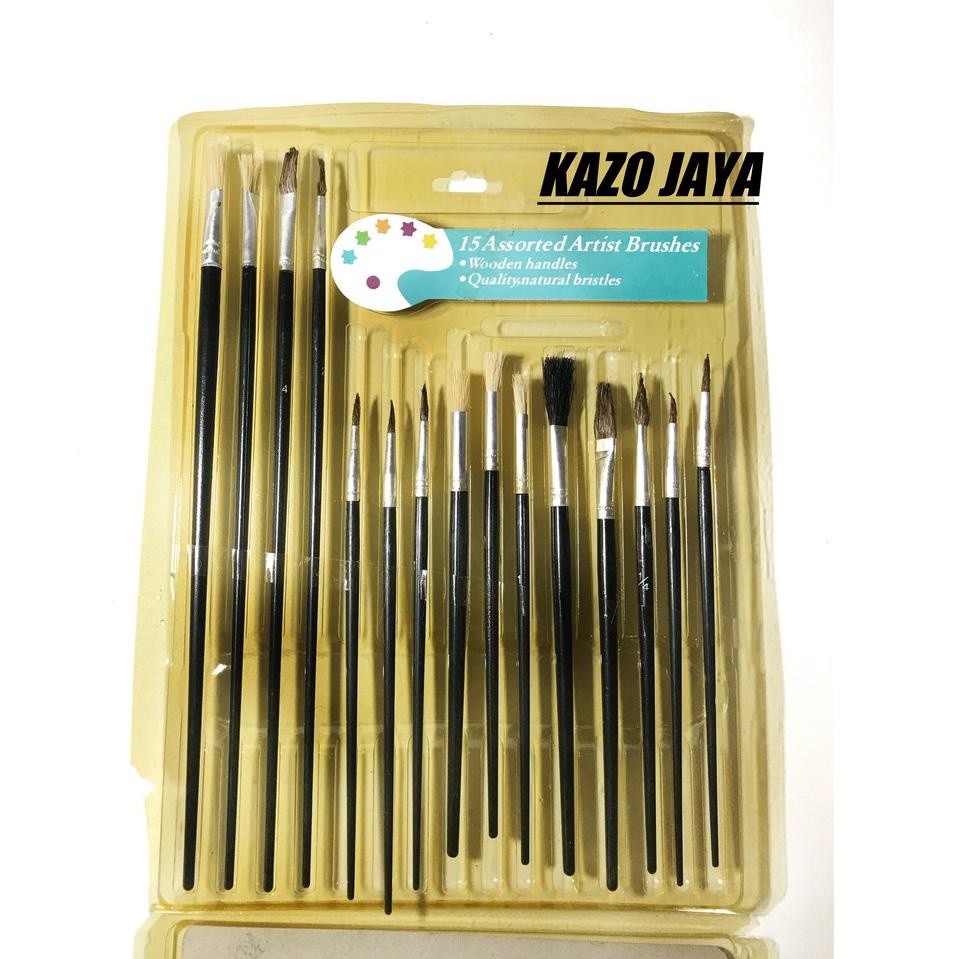 

た Kuas Lukis / Melukis Cat Set Lengkap isi 15pcs ▶