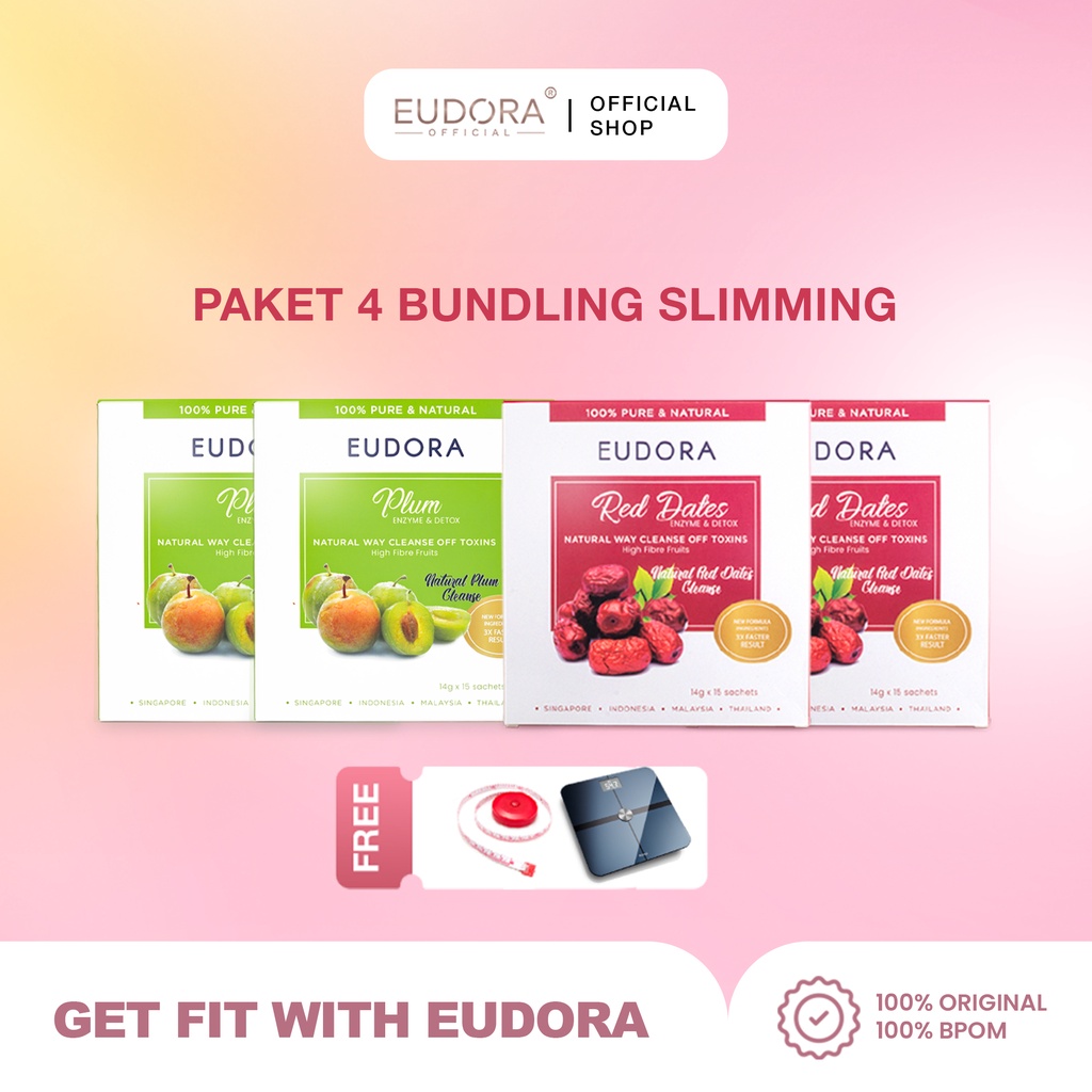 GET FIT WITH EUDORA | Slimming 4 Box |Free Timbangan & Meteran Badan