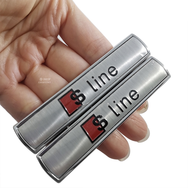 2x SLINE Metal S Line Logo Mobil Side Fender Dekoratif Emblem Badge Stiker Decal Untuk AUDI SLINE