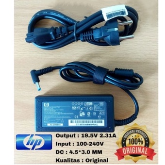 Charger Laptop HP adaptor original 19,5v-2,31a 45W/ 4.5*3.0 mm Blue Pin FREE kable power/