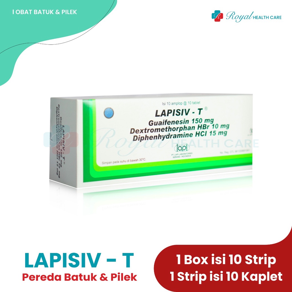 LAPISIV-T BOX 100 TABLET Meredakan Batuk &amp; Pilek Yg Berhubungan Dengan Alergi