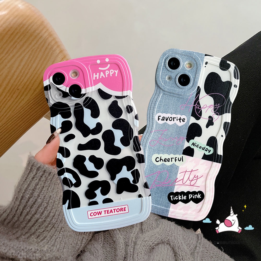 Case Pasangan Untuk Realme C53 C12 C55 C15 C35 10 5 6i C11 8 8Pro C30 C25 C25Y C17 C21Y C33 C25s C20 C20A 9 9Pro+9i 8i C3 7i 5i 7pola Bergelombang Tepi Denim Leopard Motif Sapi Lembut Sarung