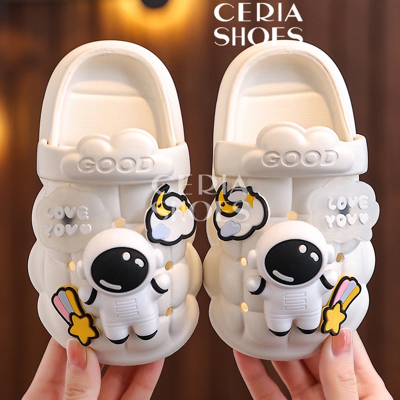 EVA Sandal Anak Import Karet EVA Spons Ringan Sol Anti Slip Motif ASTRONOT Moon Stars BALANCE