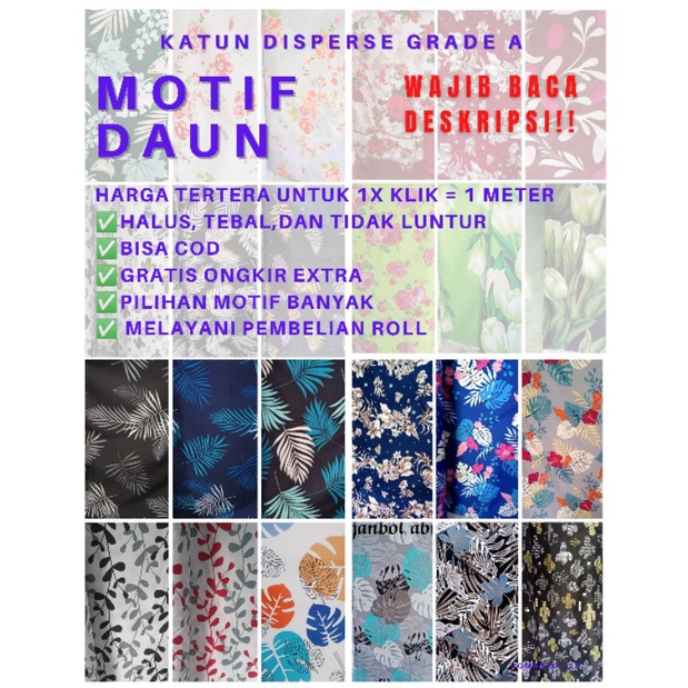 [DAUN 1 METER] Kain Katun Disperse Grade A