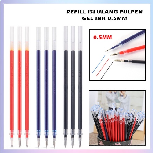 

Isi Ulang Tinta Pulpen 0.5mm Refill Pen Gel Ink Bullet Tip Tinta Cair
