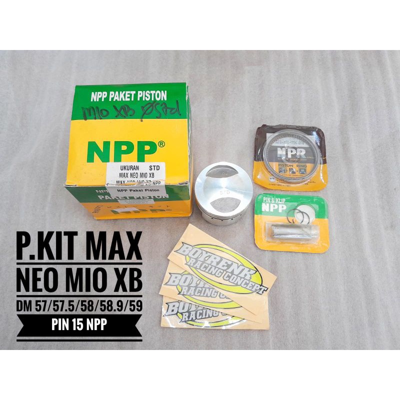 PISTON KIT MAX NEO MIO XB 150CC NPP 57/57.5/58/58.5/59 PIN 15