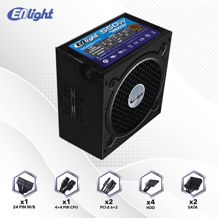 PSU ENLIGHT 550W 80+ Black Silver / Power Supply Enlight 550 Watt