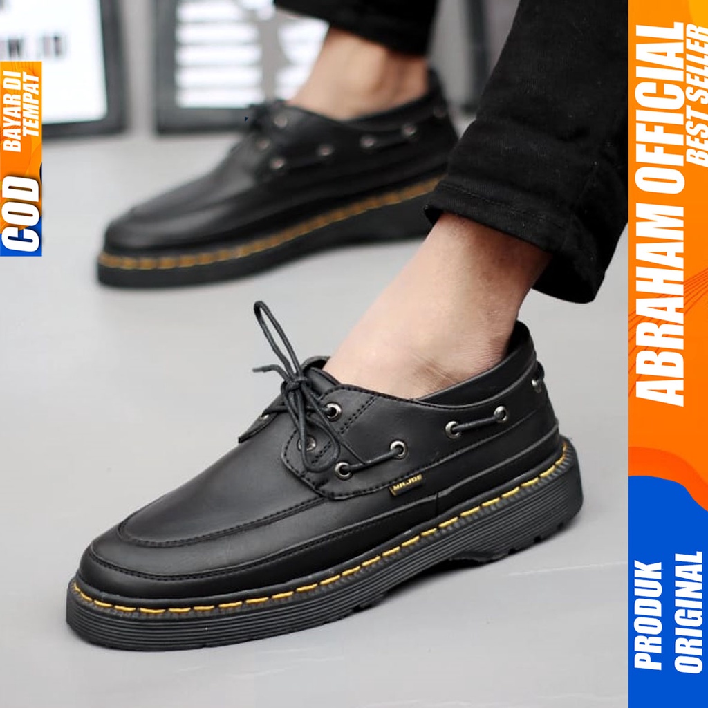 Sepatu Formal Kerja Pantofel Pria Docmart Low Boots Hitam Abraham WENLY