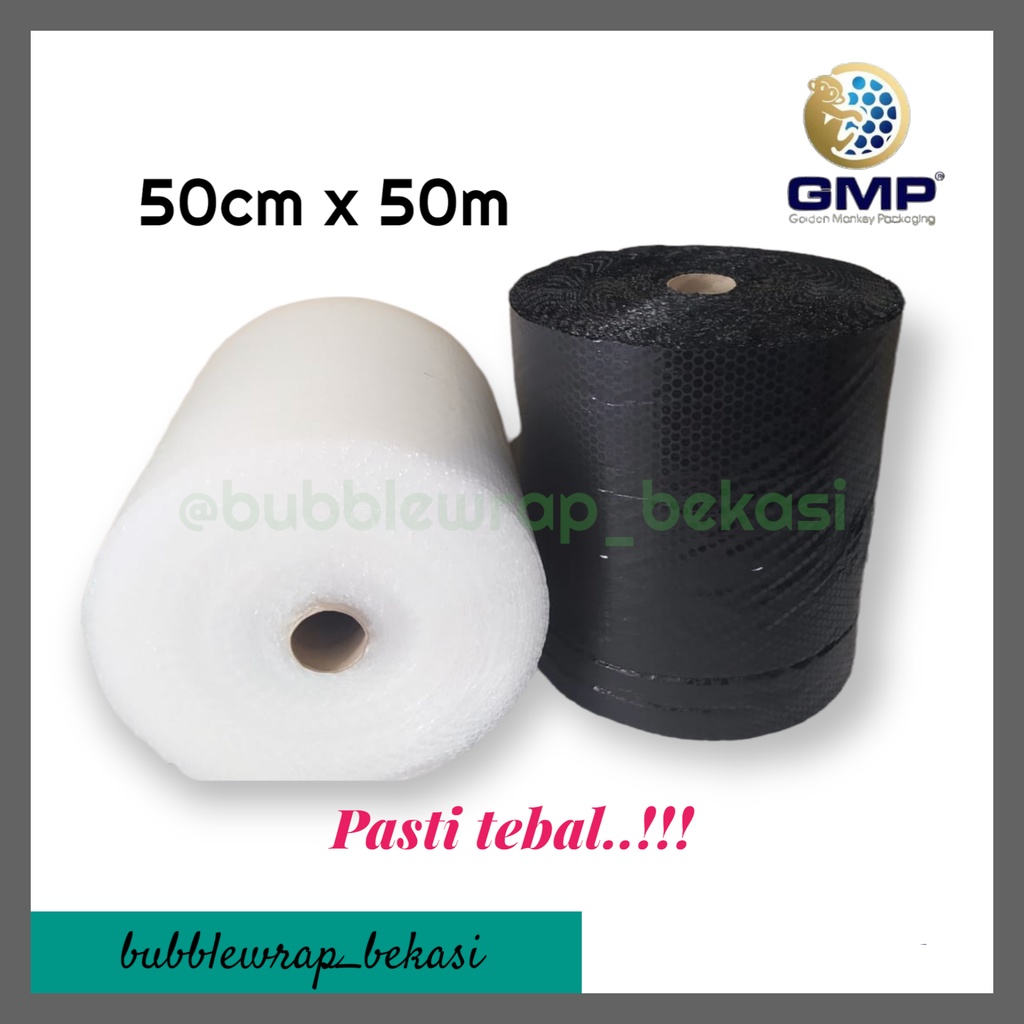 

Bubble Wrap Roll TEBAL PREMIUM MURAH (50X50) 50 Meter X 50 CM GMP KINGSMAN Warna Hitam/Bening