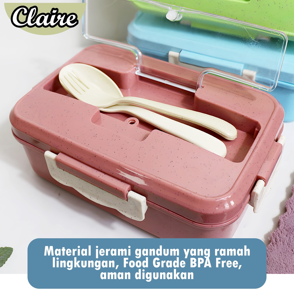 Kotak Makan Jerami  Anti Tumpah / Lunch Box Tempat Makan BPA FREE FREE SENDOK DAN GARPU