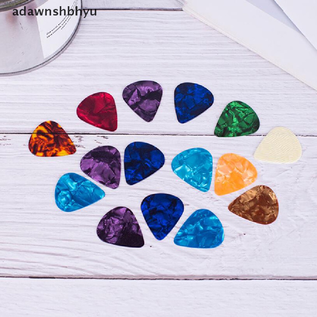 Adawnshbhyu 10Pcs Plectrums 1 Pick Holder Picks Gitar Akustik Seluloid Elektrik ID Warna Warni