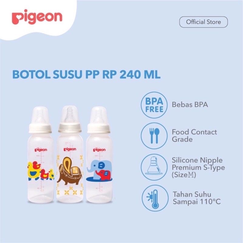 Pigeon Botol Susu PP RP 50ml 120ml 240ml Peristaltic Nipple Slim Neck Botol Susu