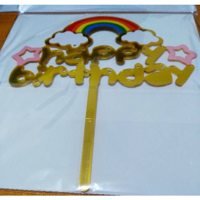 TOPPER CAKE ACRYLIC RAINBOW / HIASAN KUE ULTAH PELANGI / CAKE TOPPER