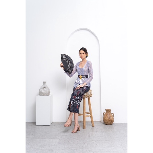 Setelan Kebaya Sarimbit Couple Silver Glossy