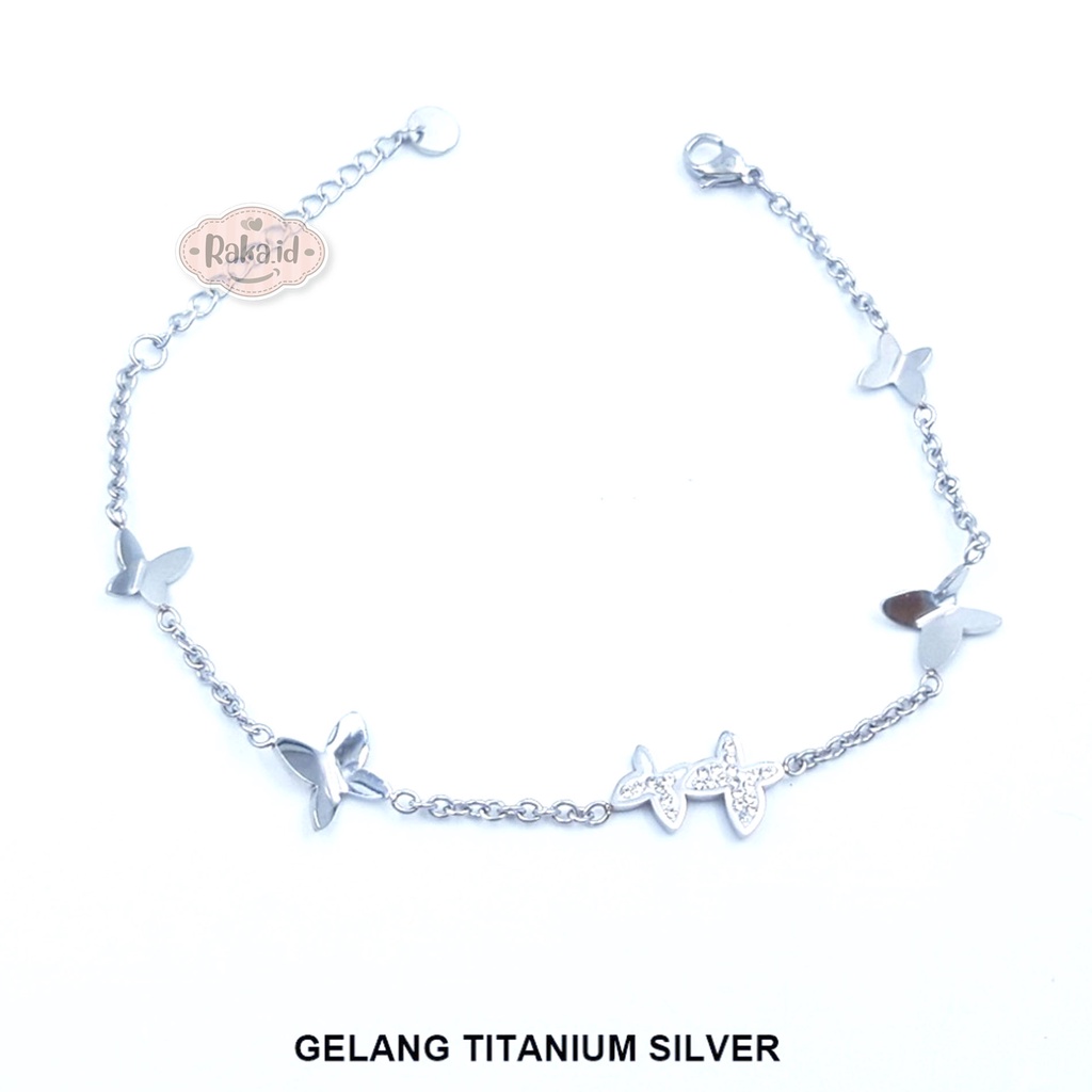 Gelang Titanium Wanita Anti Karat Motif Kupu 1211