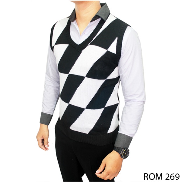 Casual Mens Vests Rajut Krem – ROM 468