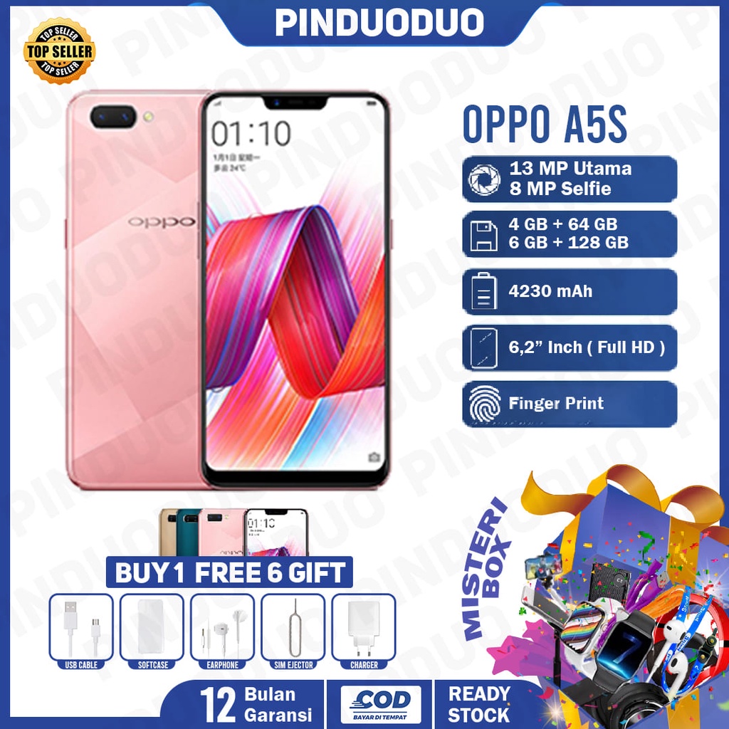 HP OPPO A5S RAM 6/128GB Smartphone Android Garansi Seller