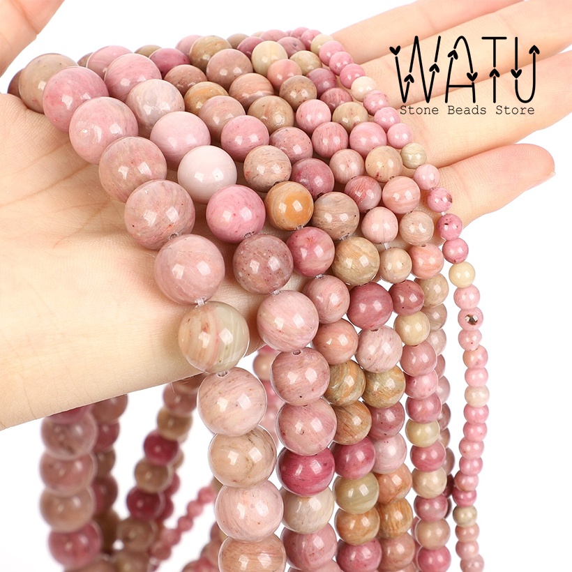 Manik Batu Pink Rhodonite Natural Asli Bahan Gelang